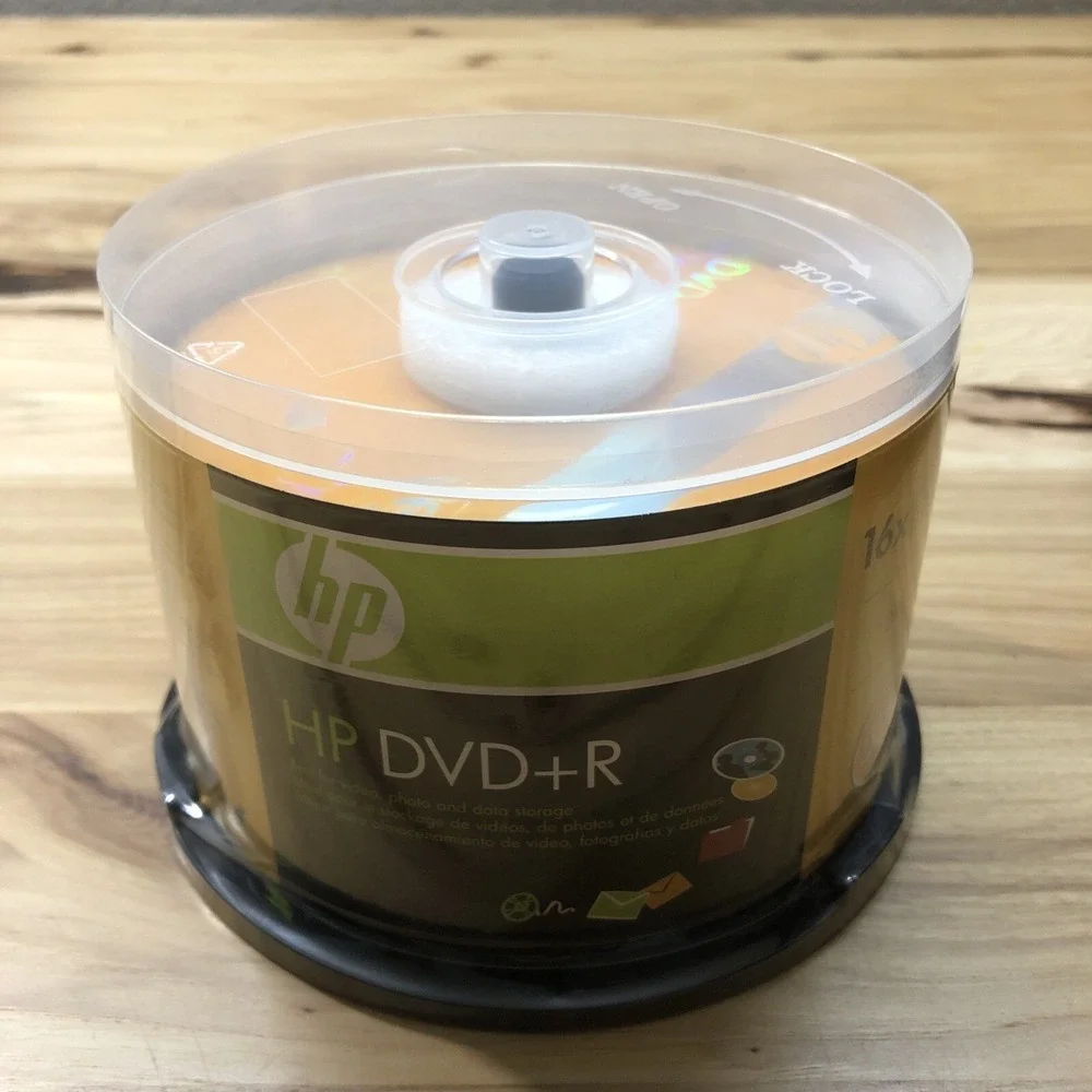 HP DVD+R 16x 4.7GB 120 MIN DVD Media Disc 50 Pack Sealed Recordable DVD